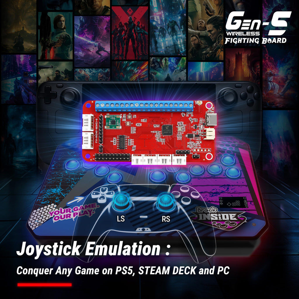Wireless Fighting Game Controller Board – Low Latency, Turbo, Macro & RGB